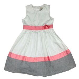 Gymboree Girl's 7 White Pink Black Sleeveless Cotton Spring Summer Formal Dress